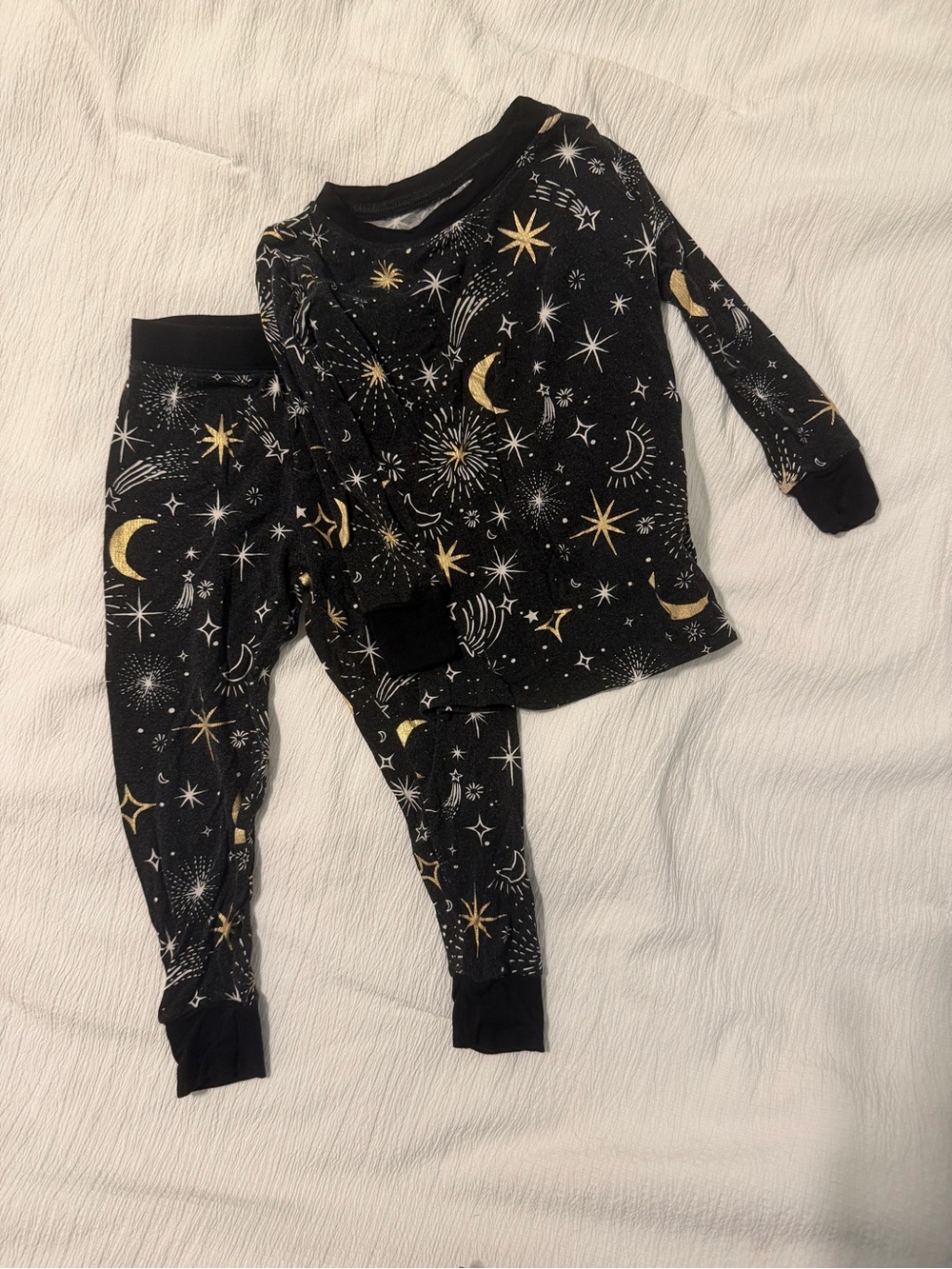 Little Sleepies Black and Gold Moon & Stars Kids Pajama Set